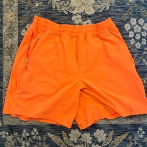 Lululemon Mens Linerless Orange Athletic Shorts